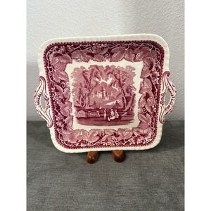 Vintage Rare Masons Vista Red Transferware Ironstone Serving Plate Tray 11"